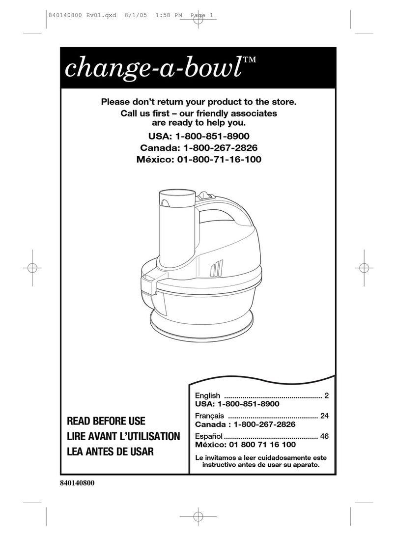 HAMILTON BEACH/PROCTOR SILEX 70800 - Change-A-Bowl Multi-Bowl... User manual