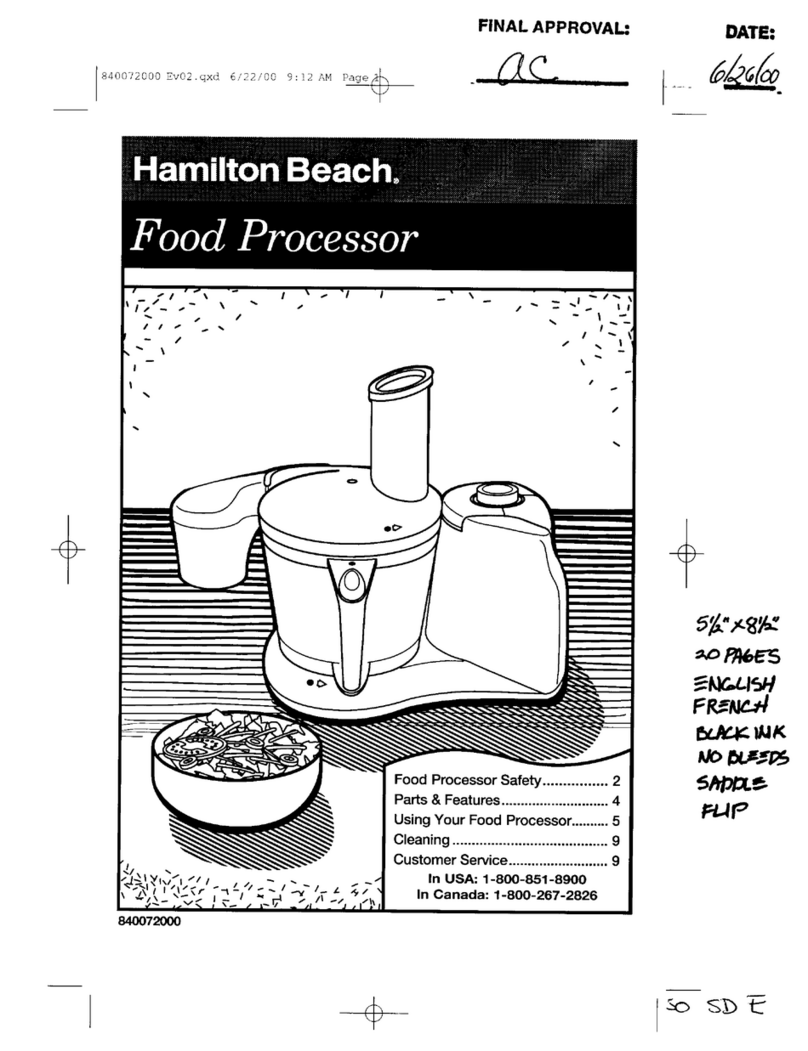 HAMILTON BEACH/PROCTOR SILEX 70660 user guide
