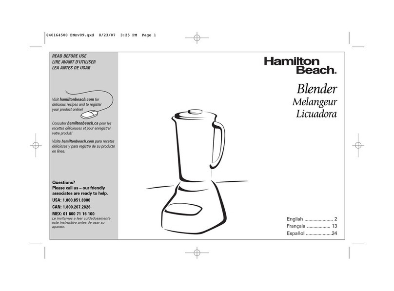 Hamilton Beach 50233H - 10 Speed Wavemaker Blender user guide