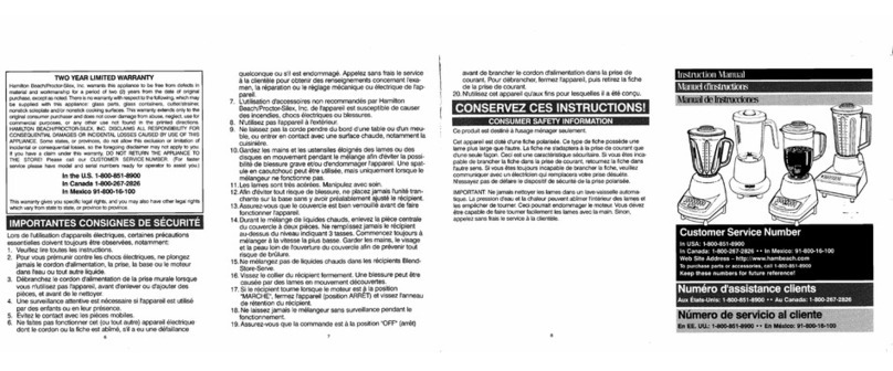 HAMILTON BEACH/PROCTOR SILEX 50224 instruction manual