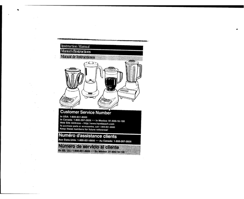 HAMILTON BEACH/PROCTOR SILEX 50100 instruction manual