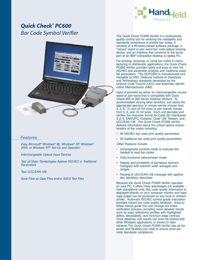 Hand Held Products Quick Check PC600 Specifications