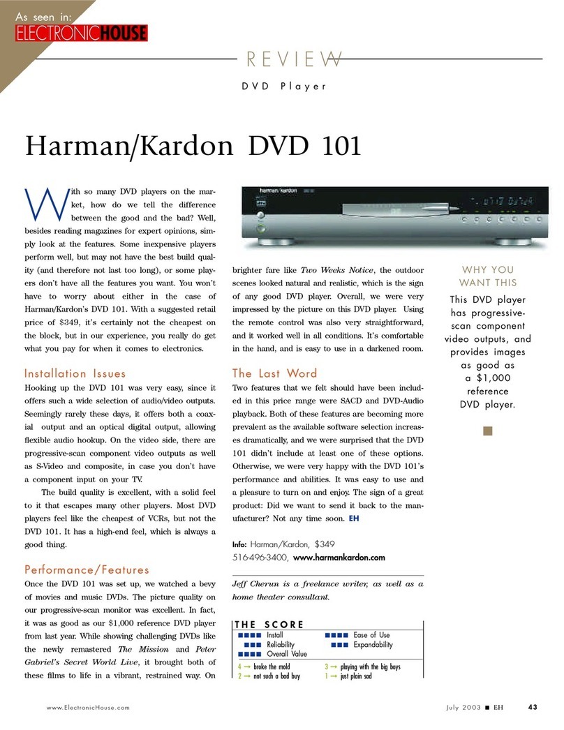 Harman Kardon DVD 101 User manual