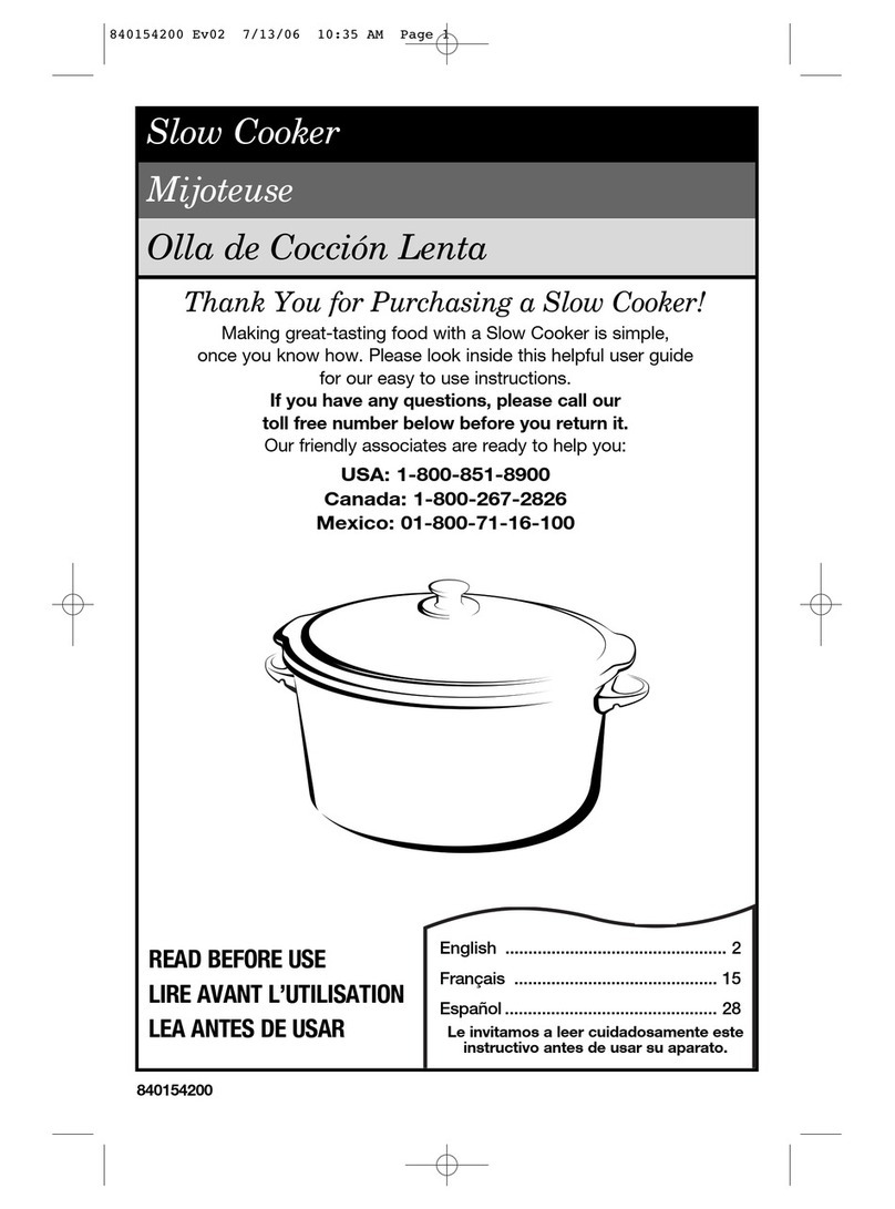 Hamilton Beach 33176 - 7 Qt. Slow Cooker Chrome User manual