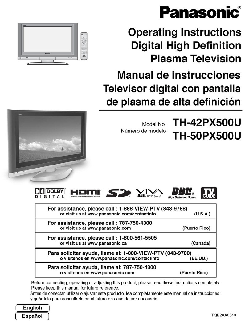 Panasonic TH50PX500U - 50" HD PLASMA TV User manual