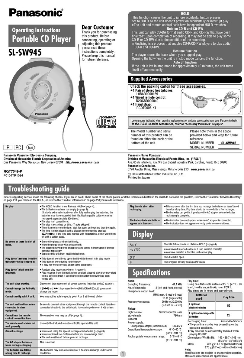 Panasonic SL-SW945K User manual