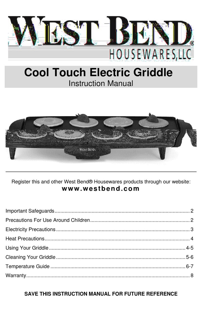 West Bend Cool Touch Electric Griddle User manual