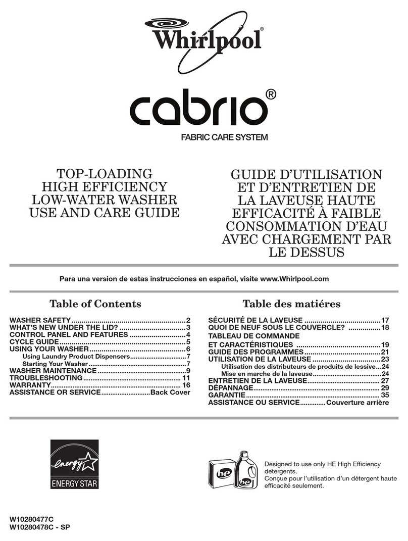 Whirlpool CABRIO W10280477C Use and care guide Whirlpool CABRIO W10280477C Use and care guide