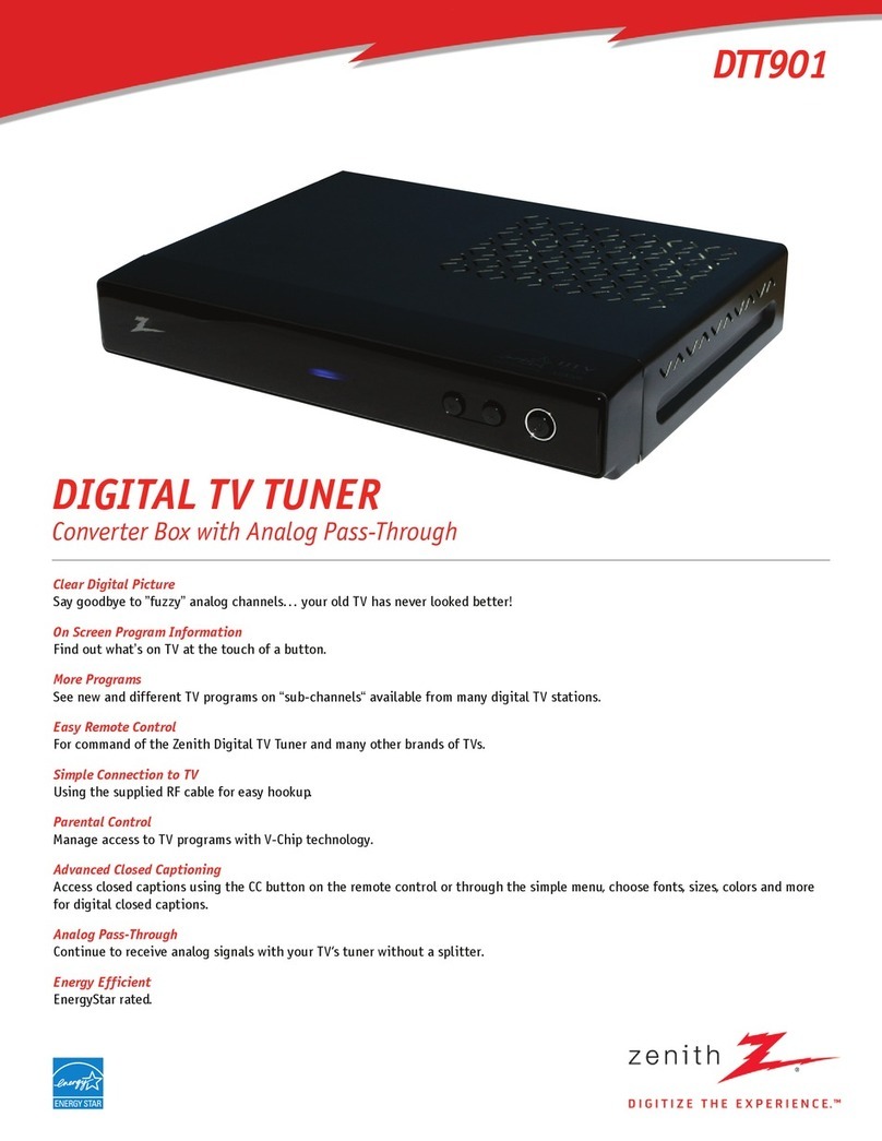 Zenith DTT901 Specification sheet