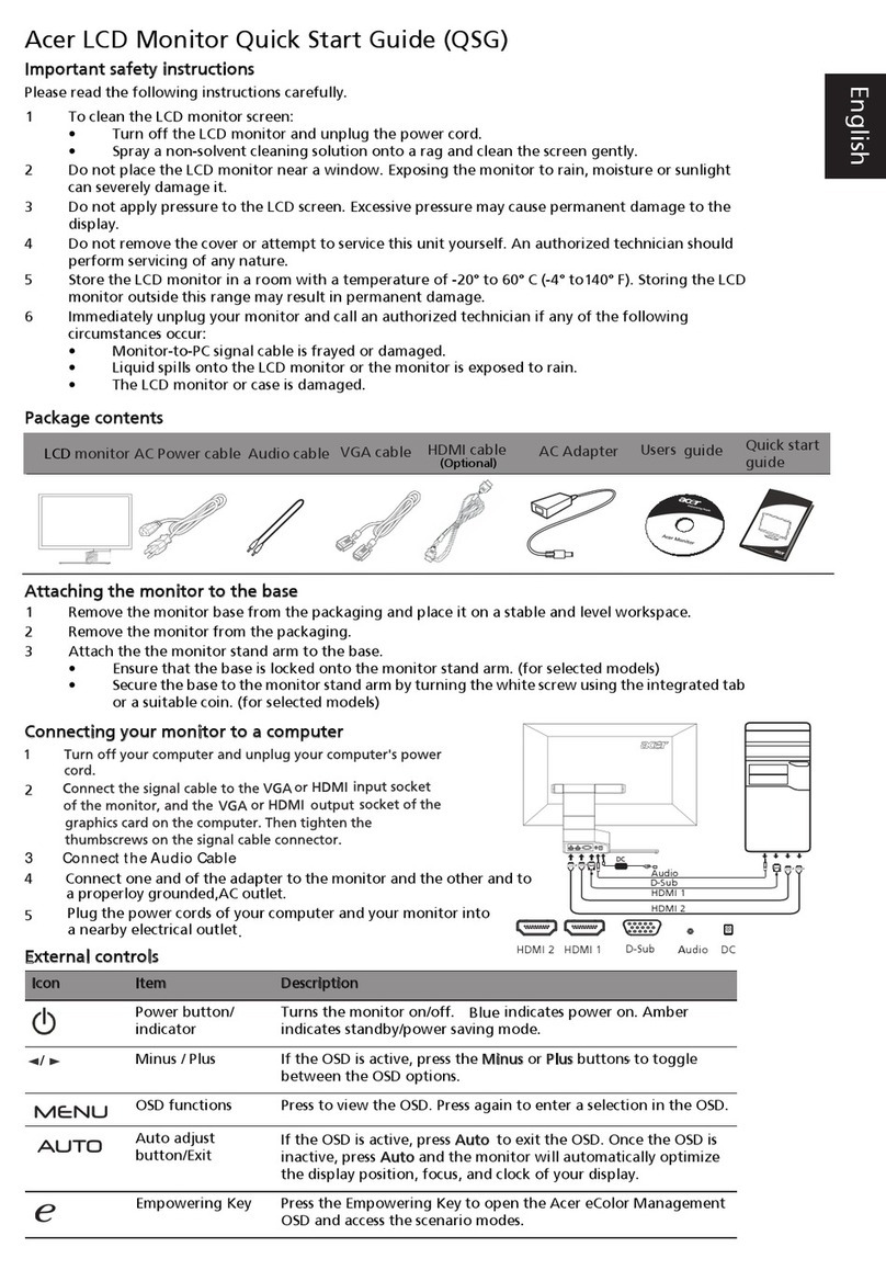 Acer S243HL - Bmii Widescreen Slim WLED Display User manual