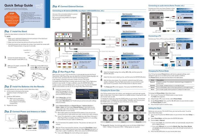 Samsung UN55C7100WF Quick setup guide