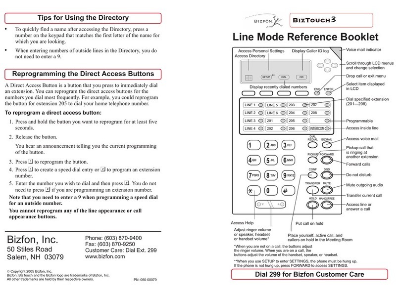 Bizfon BIZTouch 3 reference guide