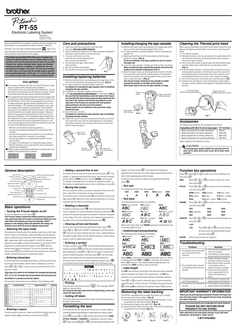 Brother P-Touch PT-55BM User manual