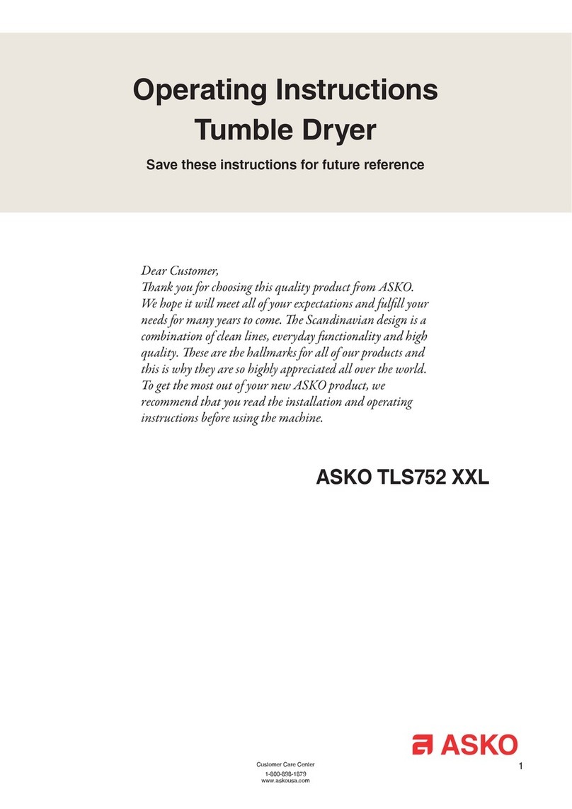 Asko TLS752 XXL operating instructions