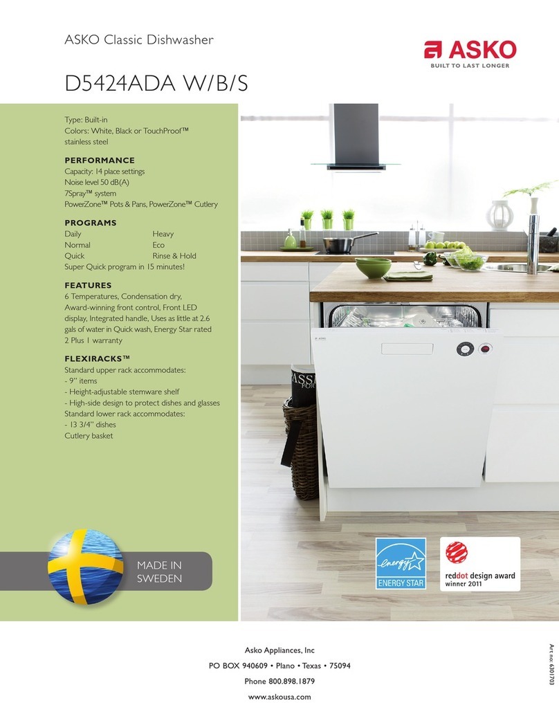 Asko D5424ADA W Specification sheet