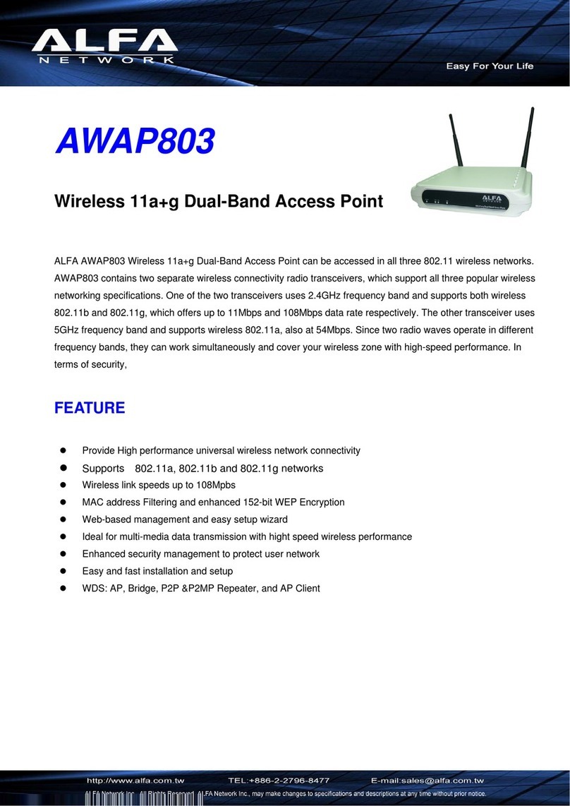 Alfa Network AWAP803 Specifications Alfa Network AWAP803 Specifications