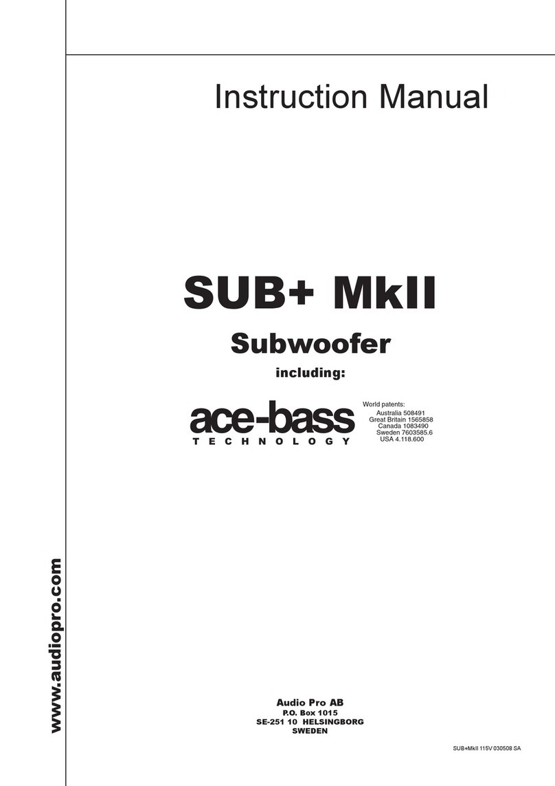 Audio Pro SUB Evidence MkII instruction manual