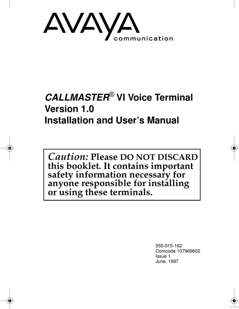 Avaya Definity Callmaster VI Installation and user manual