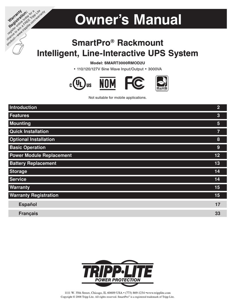 Tripp Lite SmartPro SMART3000RMOD2U User manual