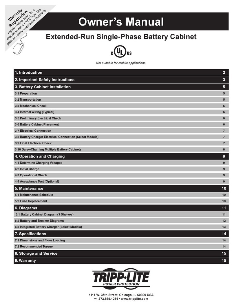 Tripp Lite Extended-Run Single-Phase Battery Cabinet User manual