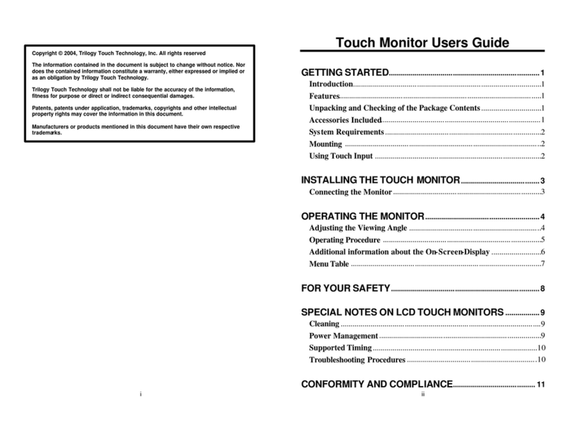 Trilogy Touch Technology Trilogy Touch Monitor User manual