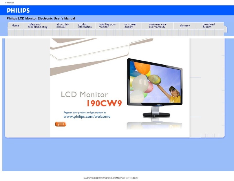 Philips 190CW9FB/05 Installation and operating instructions