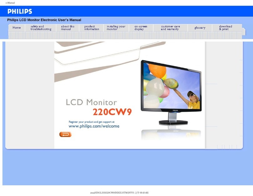 Philips 220CW9FB/05 Installation and operating instructions