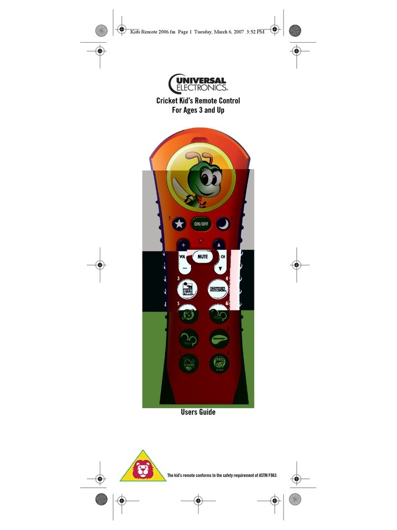 Universal Electronics CRICKET KIDS REMOTE CONTROL user guide Universal Electronics CRICKET KIDS REMOTE CONTROL user guide
