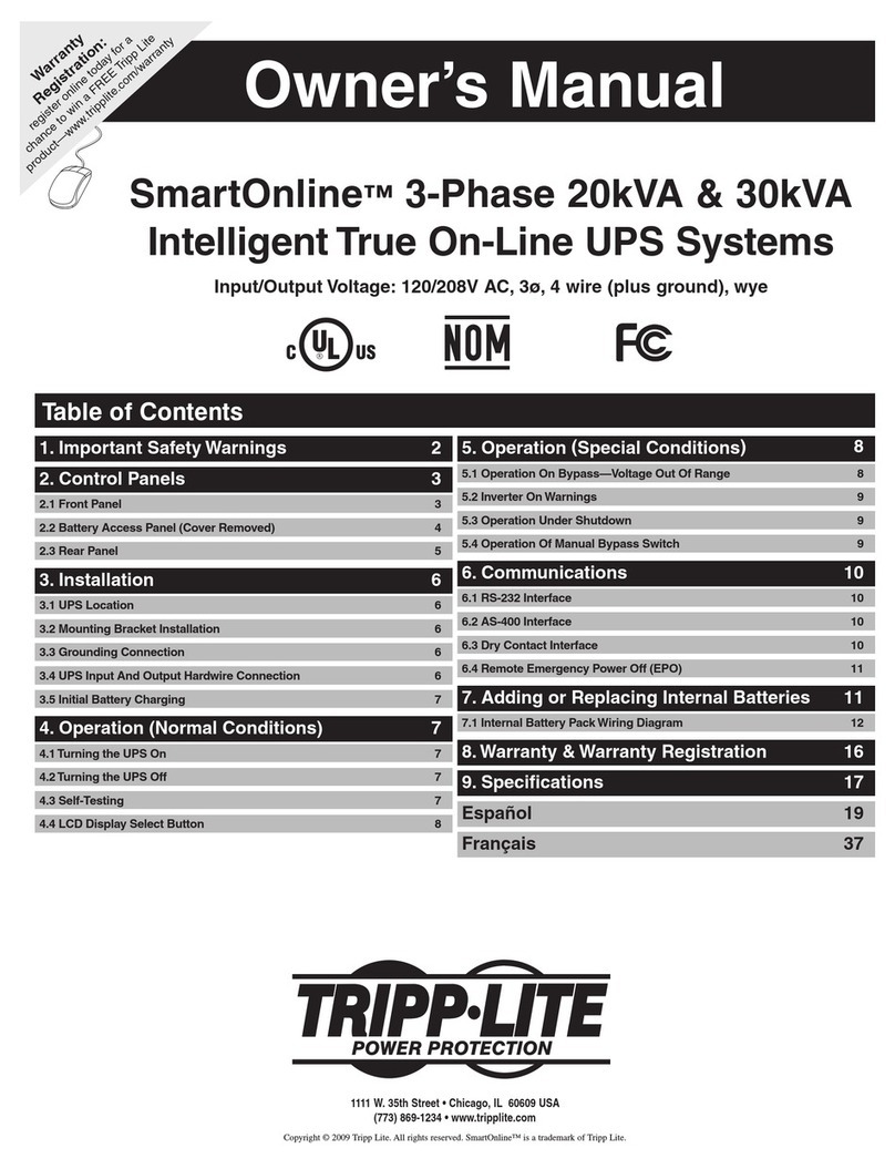 Tripp Lite SmartOnline 120/208V User manual
