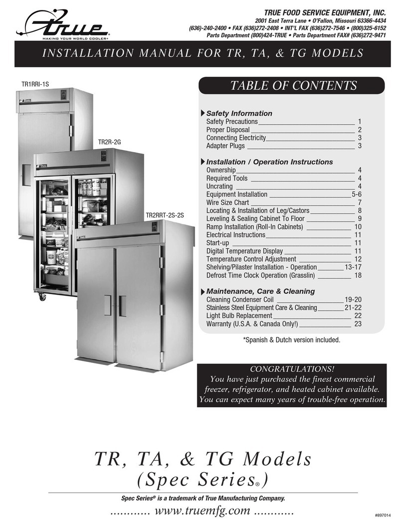 True Manufacturing Company TR1RRI-1S installation manual True Manufacturing Company TR1RRI-1S installation manual