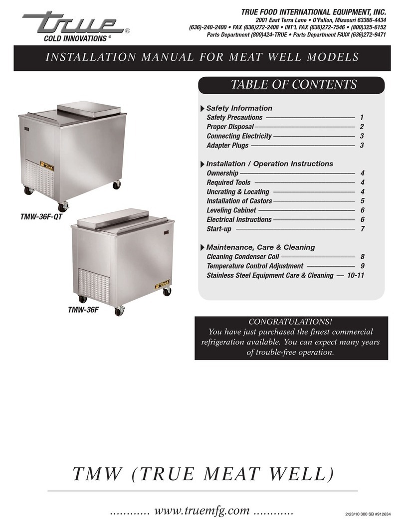 True Manufacturing Company TMW TMW-36F installation manual