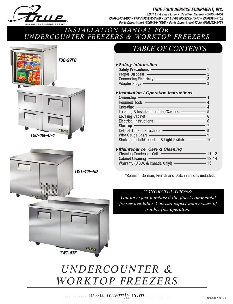 True Manufacturing Company TUC-27FG installation manual