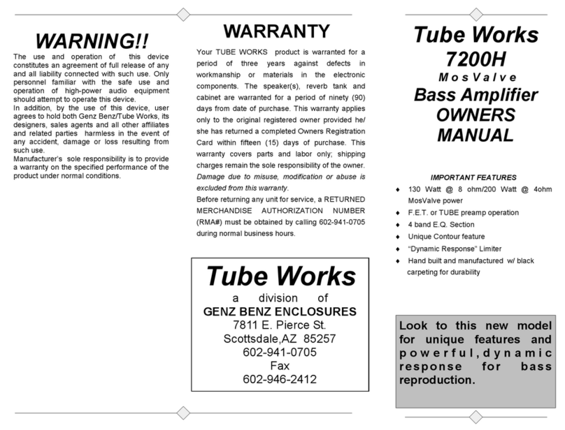 Tube Works 7200H owner's manual
