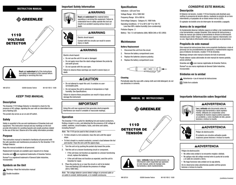 Greenlee 1110 User manual