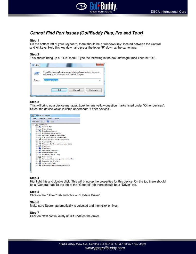 Golf Buddy GolfBuddy Plus supplementary guide