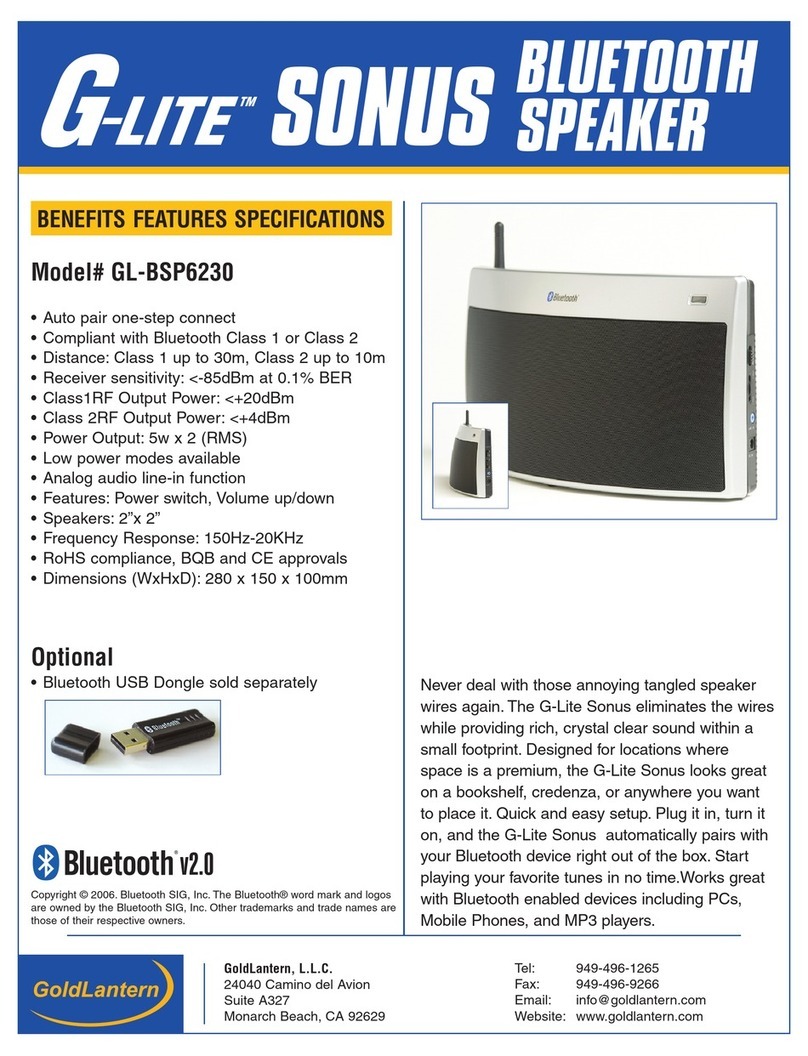 Goldlantern G-Lite Sonus GL-BSP6230 Specifications