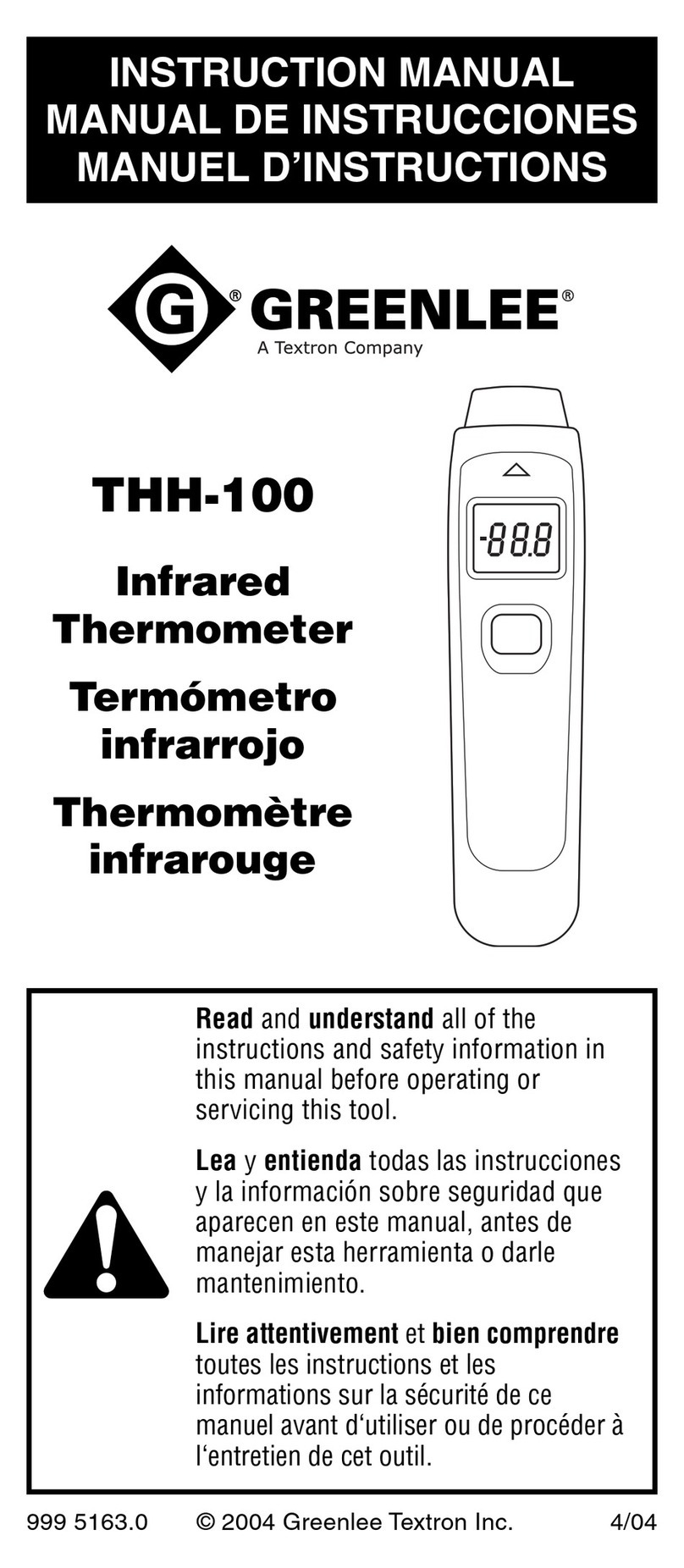 Greenlee THH-100 instruction manual
