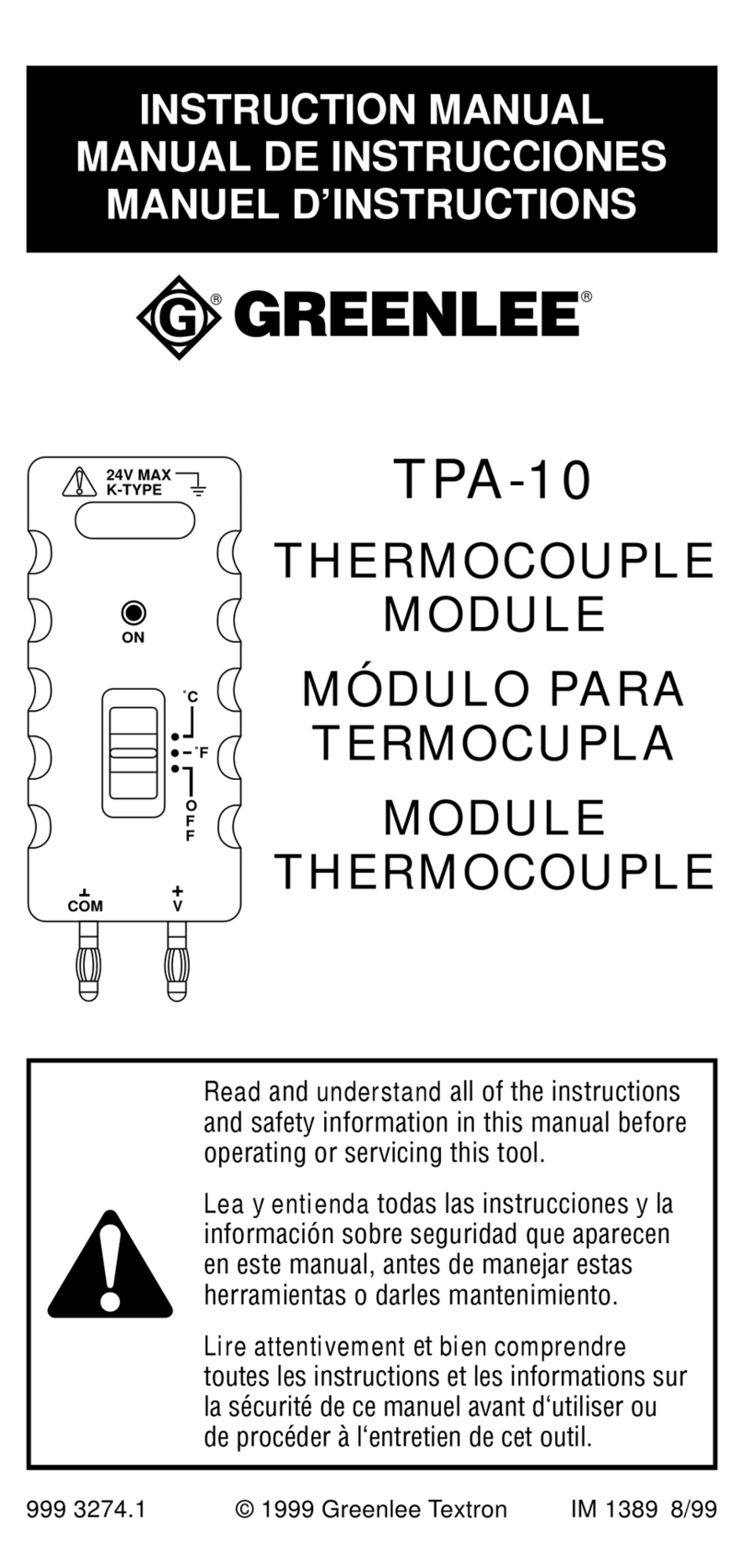 Greenlee TPA-10 User manual