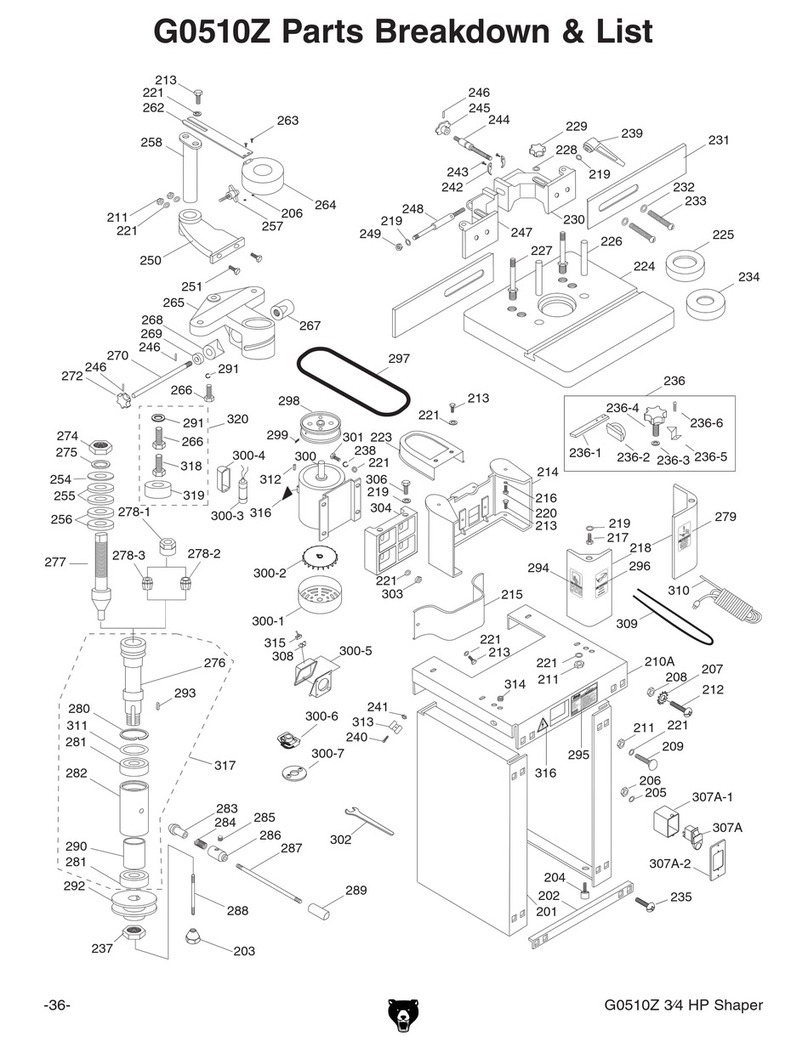 Grizzly G0510Z Parts Breakdown