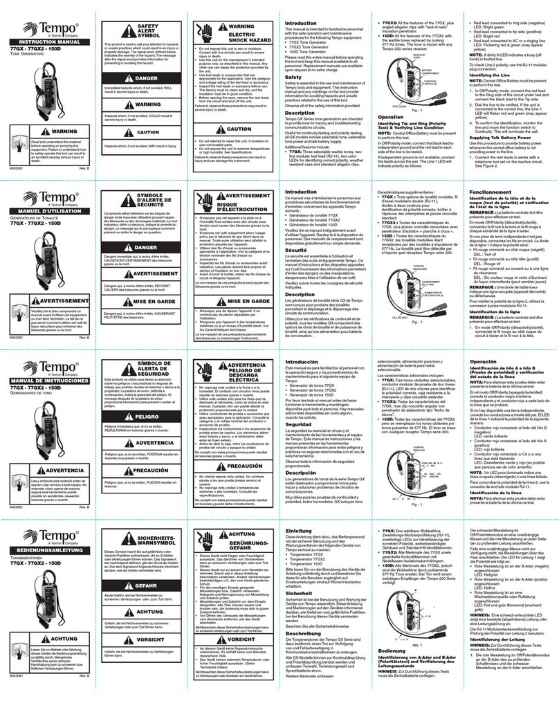 Tempo Fitness 77GX instruction manual