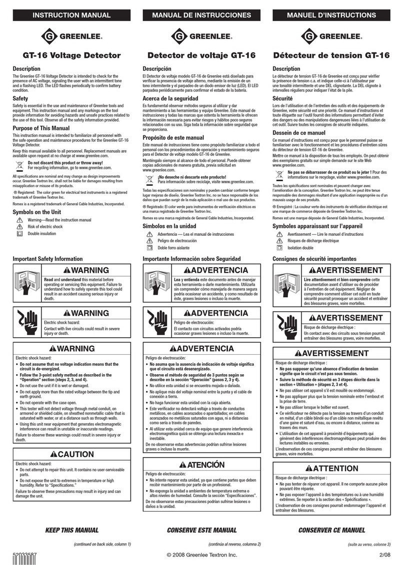 Greenlee GT-16 instruction manual