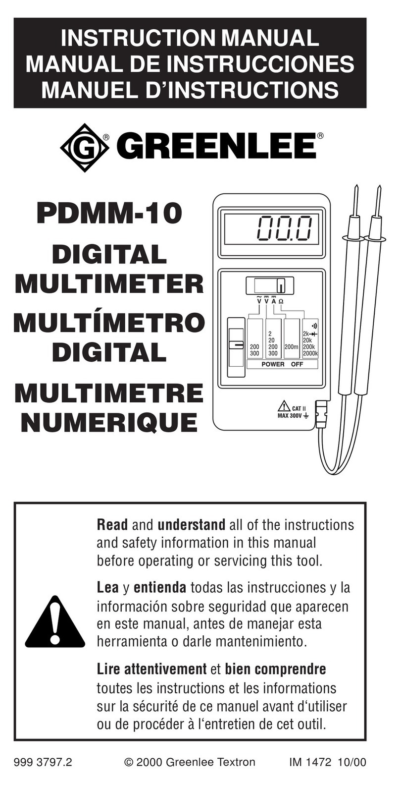 Greenlee PDMM-10 User manual