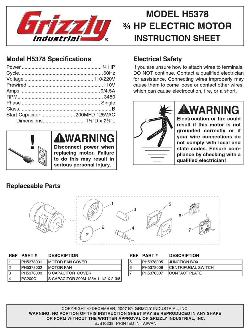 Grizzly H5378 instruction sheet