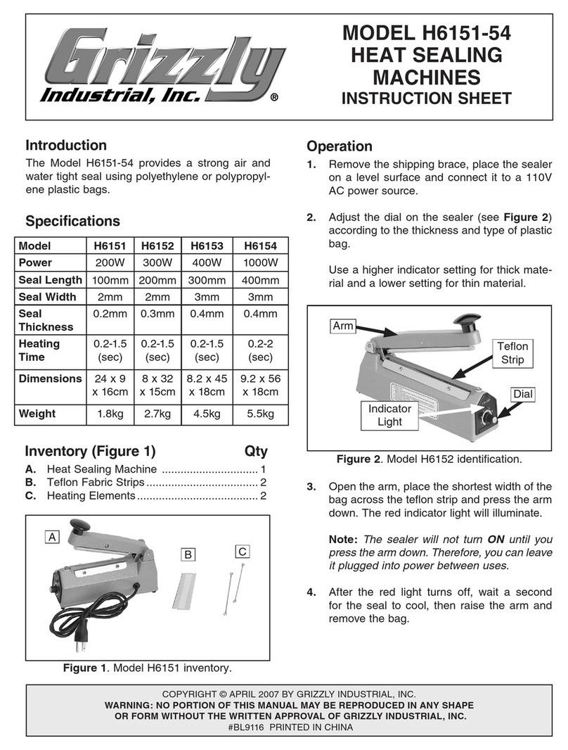 Grizzly H6151 instruction sheet