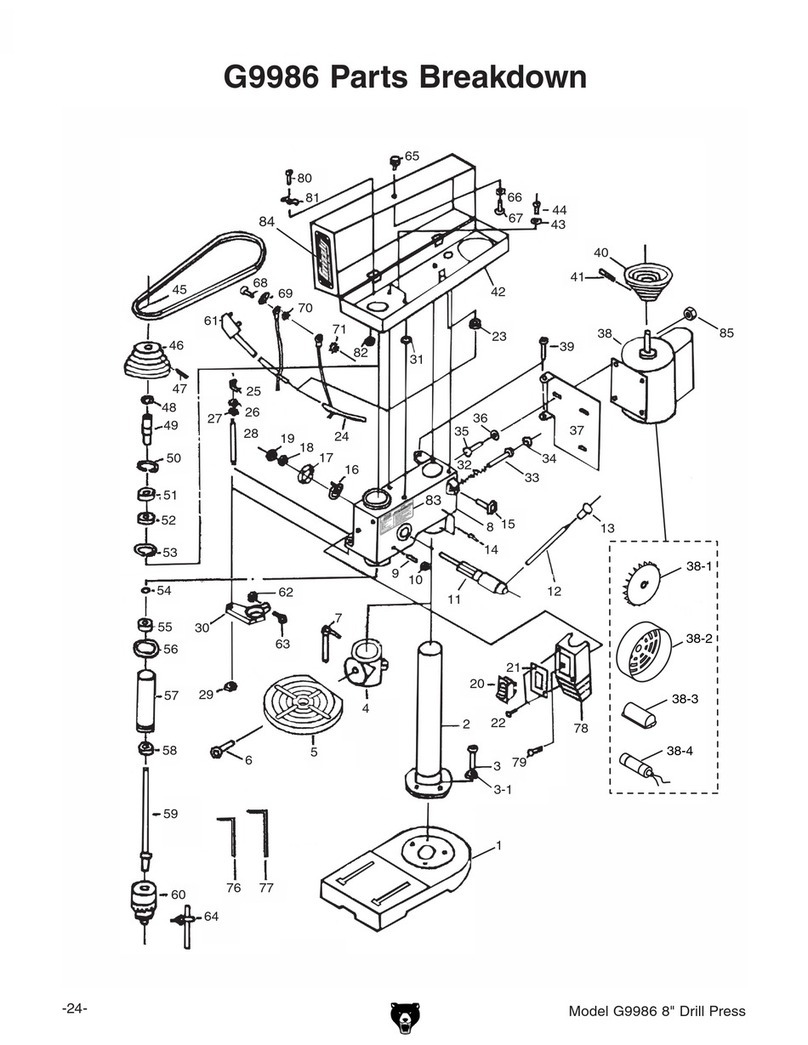Grizzly G9986 parts list