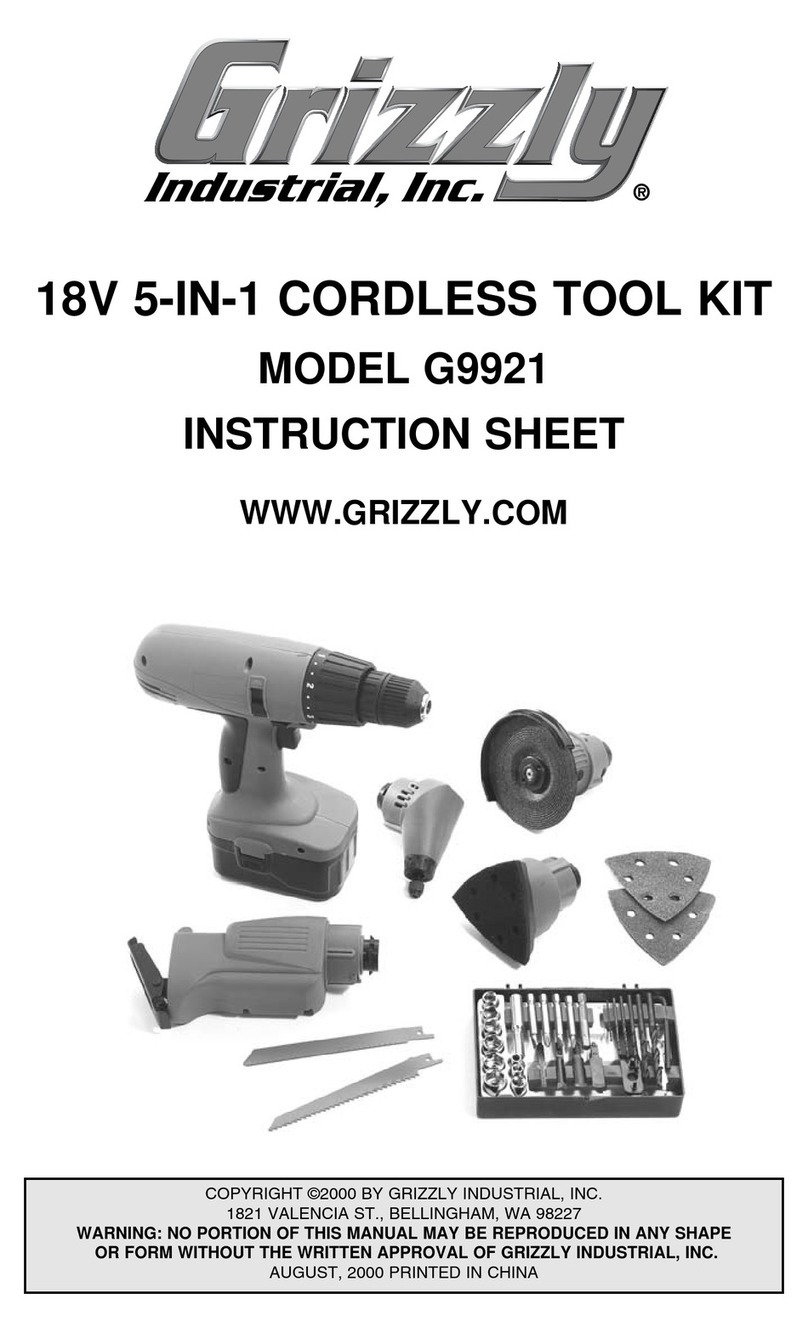 Grizzly G9921 instruction sheet