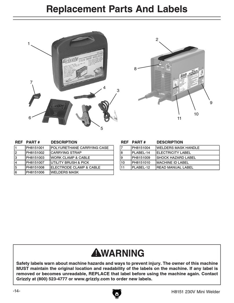Grizzly H8151 Replacement parts