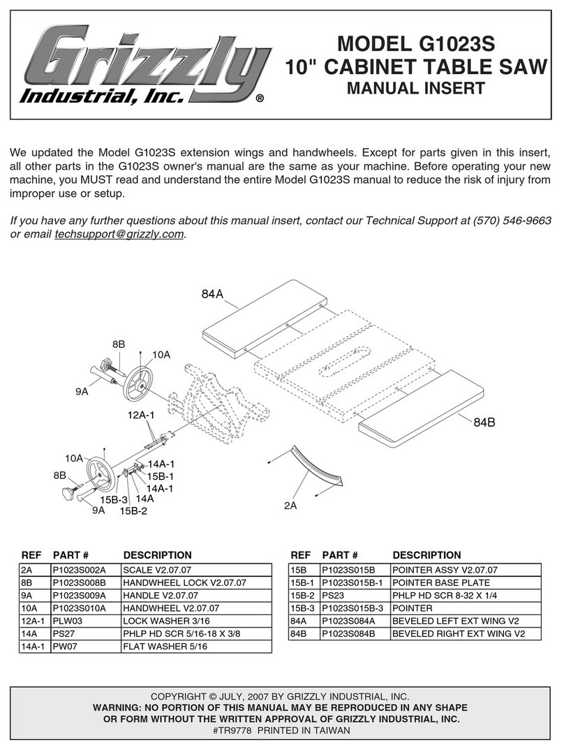 Grizzly G1023S User manual