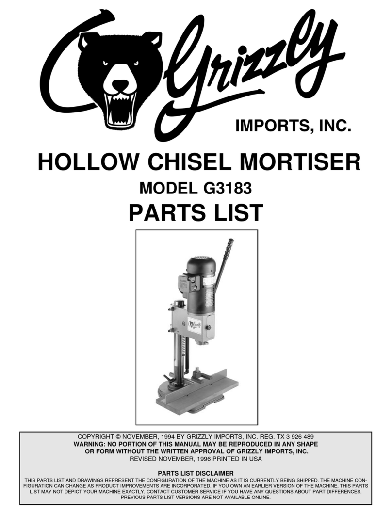 Grizzly G3183 parts list