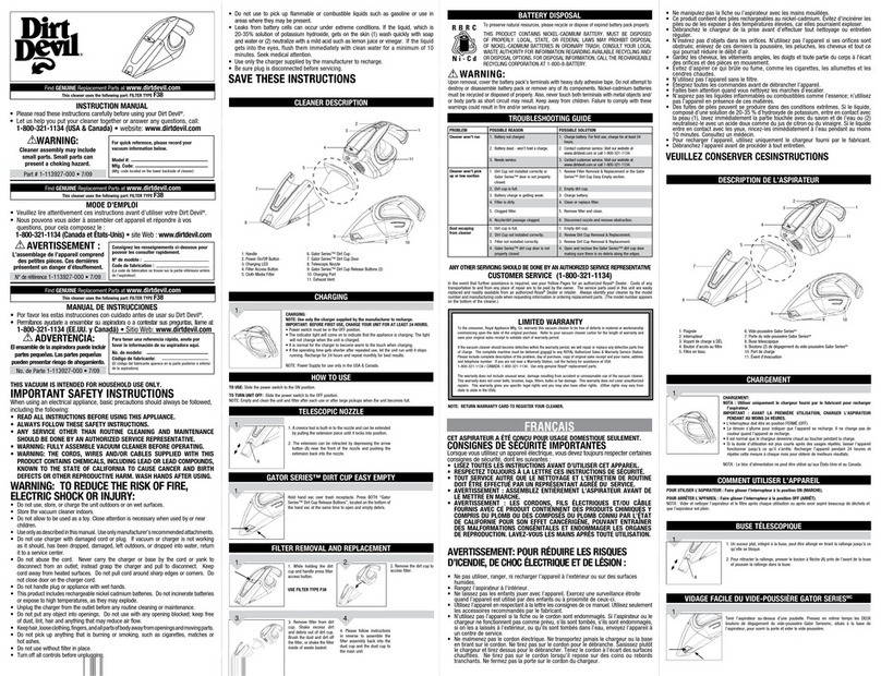 Dirt Devil BD10100 instruction manual